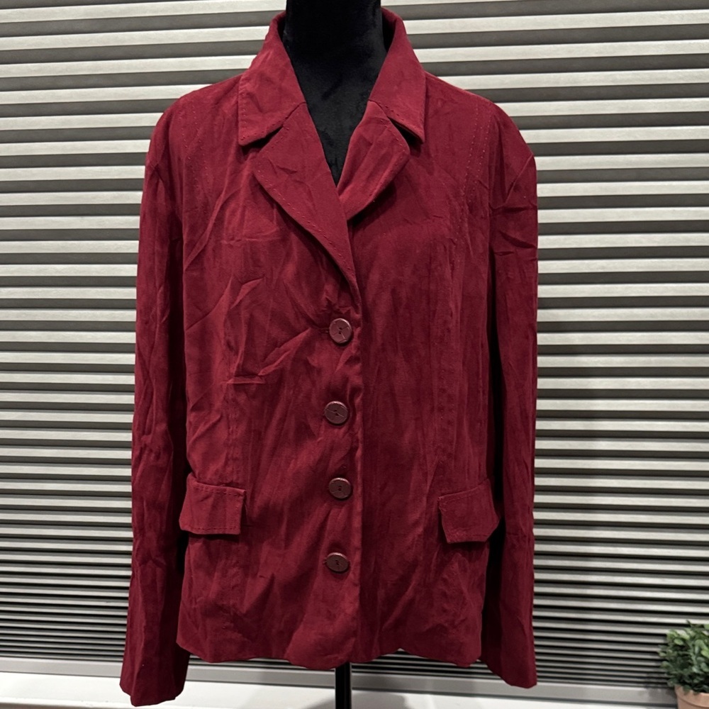 Cato Deep Red Button-Up Blazer
